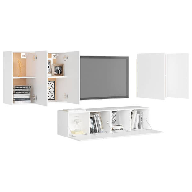 The Living Store Televisiemeubelset Wit - 4x 30.5 x 30 x 60 cm + 2x 60 x 30 x 30 cm - Spaanplaat