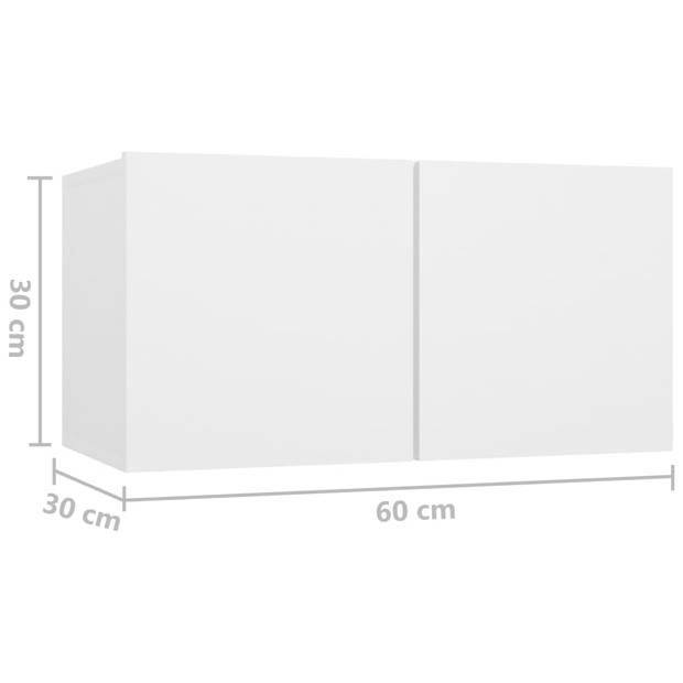 The Living Store televisiemeubelset Hangend - spaanplaat - wit - 30.5x30x30 cm - 60x30x30 cm - 80x30x30 cm