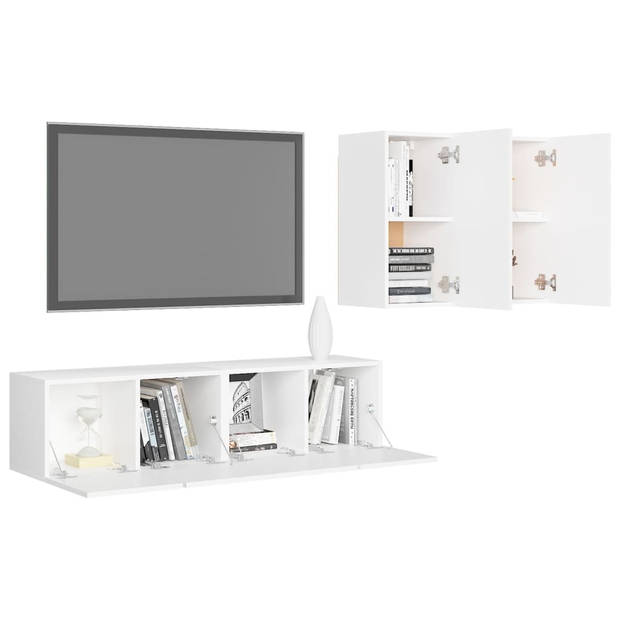 The Living Store tv-meubelset zwevend - wit - 2x 30.5x30x60 cm - 2x 60x30x30 cm - spaanplaat