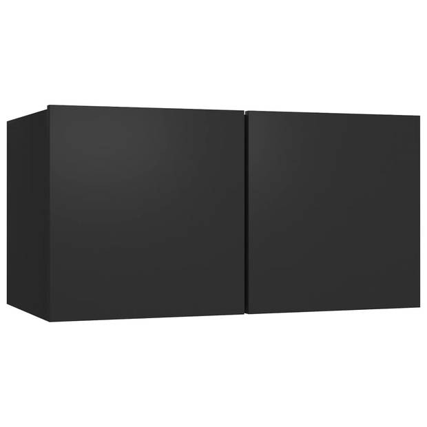 The Living Store Televisiekast Stereokast - 60 x 30 x 30 cm - zwart spaanplaat