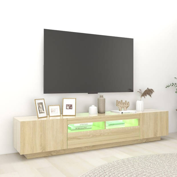 The Living Store TV-meubel Sonoma Eiken - 200 x 35 x 40 cm - Met LED-verlichting