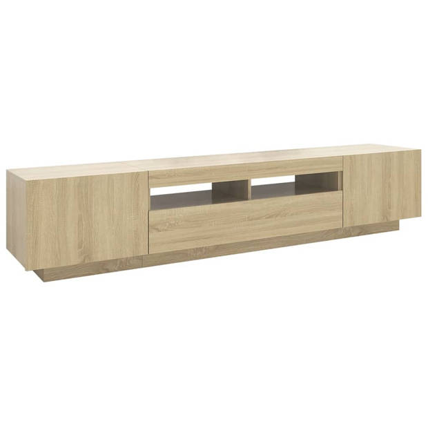 The Living Store TV-meubel Sonoma Eiken - 200 x 35 x 40 cm - Met LED-verlichting