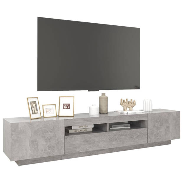 vidaXL Tv-meubel met LED-verlichting 200x35x40 cm betongrijs