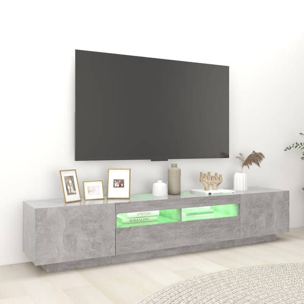 vidaXL Tv-meubel met LED-verlichting 200x35x40 cm betongrijs