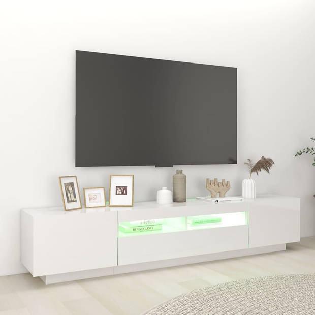 vidaXL Tv-meubel met LED-verlichting 200x35x40 cm hoogglans wit