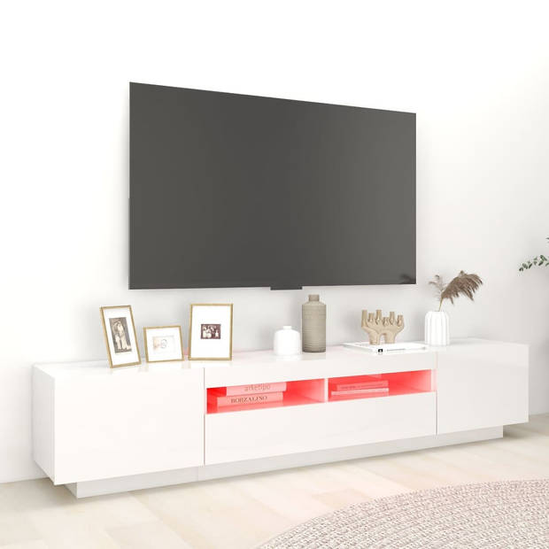 vidaXL Tv-meubel met LED-verlichting 200x35x40 cm hoogglans wit