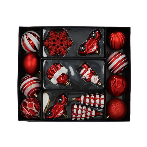 4goodz 20-delige Decoratieve Kerstballenset Rood - binnen/buiten