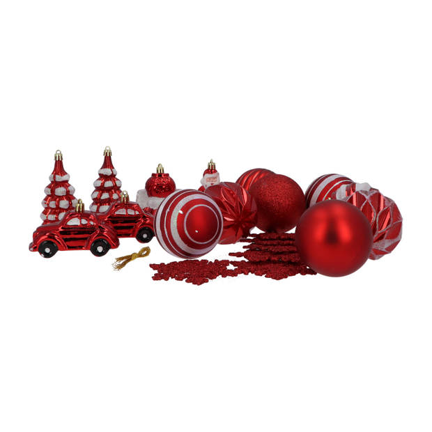 4goodz 20-delige Decoratieve Kerstballenset Rood - binnen/buiten