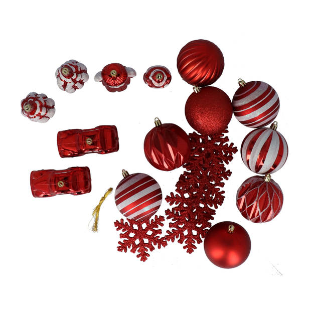 4goodz 20-delige Decoratieve Kerstballenset Rood - binnen/buiten