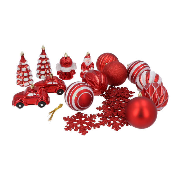 4goodz 20-delige Decoratieve Kerstballenset Rood - binnen/buiten