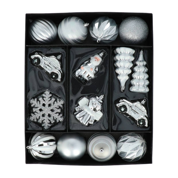 4goodz 20-delige Decoratieve Kerstballenset Zilver - voor binnen en buiten