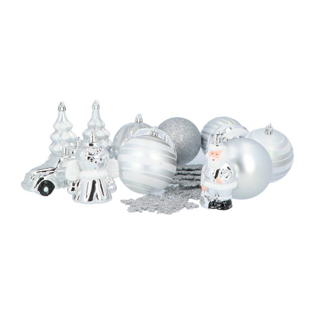 4goodz 20-delige Decoratieve Kerstballenset Zilver - voor binnen en buiten