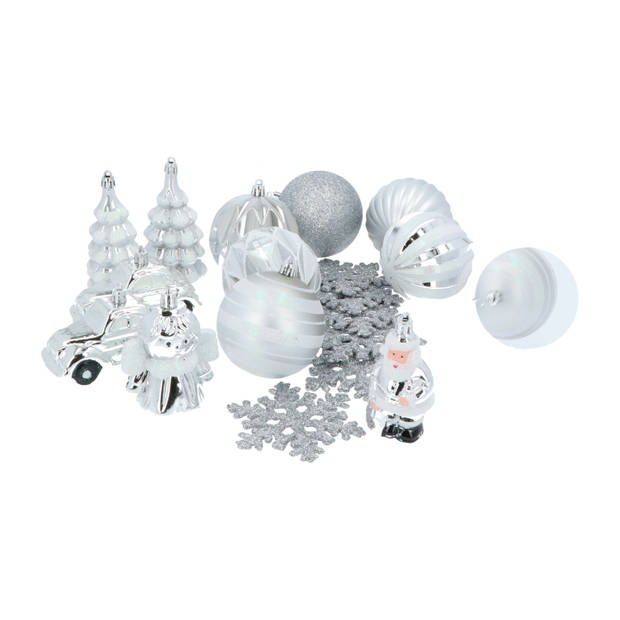 4goodz 20-delige Decoratieve Kerstballenset Zilver - voor binnen en buiten