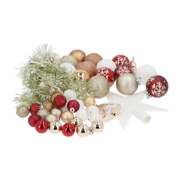 4goodz 44-delige Decoratieve Kerstballen Rood/Goud/Wit - binnen/buiten