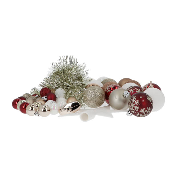 4goodz 44-delige Decoratieve Kerstballen Rood/Goud/Wit - binnen/buiten