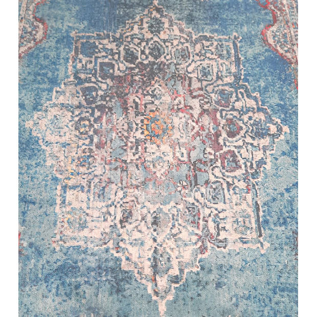 Vloerkleed vintage 70x140cm blauw perzisch oosters tapijt