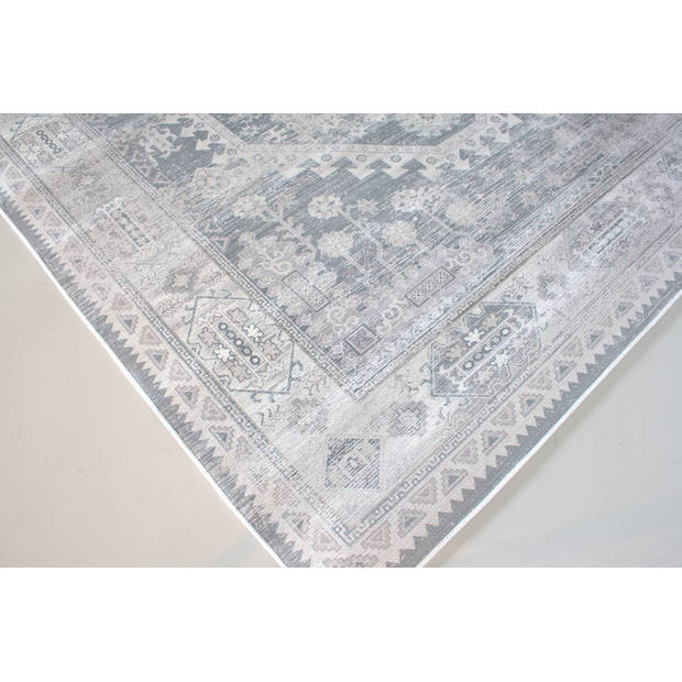 Vloerkleed vintage 200x300cm wit grijs perzisch oosters tapijt