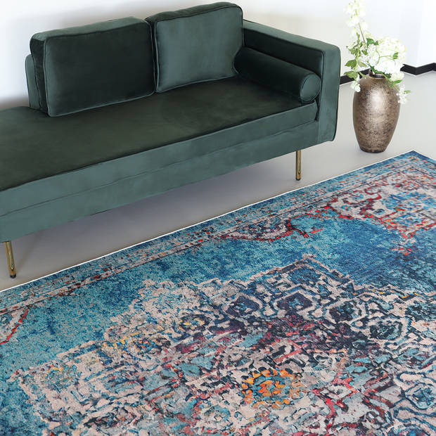 Vloerkleed vintage 200x350cm blauw perzisch oosters tapijt