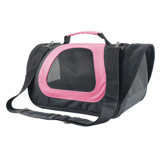 Nobleza Reistas voor Huisdieren - Transport tas - Dieren draagtas - L34 x B21 x H22 cm - S - Roze