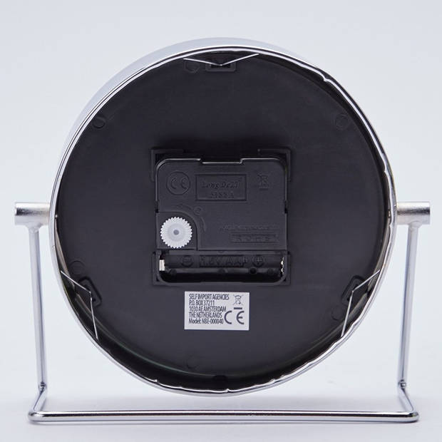 MISOU Tafelklok - Zilver - Metaal - 16 cm - Klokken - Binnen - Decoratieve - Accessoires