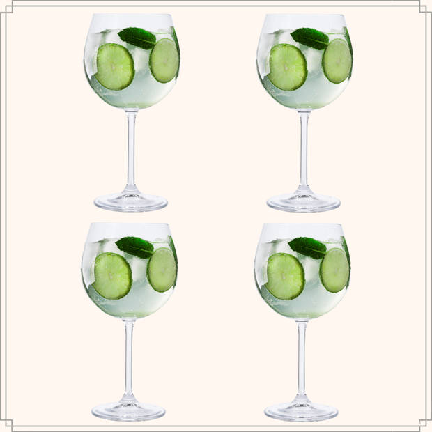 OTIX Gin Tonic Glazen - Set 4 Stuks - 620 ml - Kristallen Glazen - Cocktailglazen - Vaatwasserbestendig