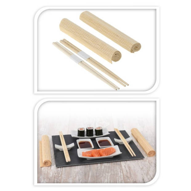 Excellent Houseware Sushi Servies Set - 11-delig - Leisteen - voor 2 Personen - Keukengerei