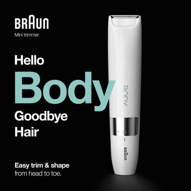 Braun Body Mini BS1000 elektrische lichaamstrimmer voor mannen en vrouwen - nat en droog - multifunctioneel - wit