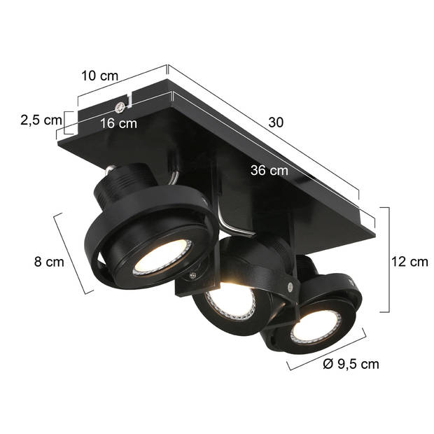 Steinhauer Spot quatro 3 lichts LED 7551 zwart