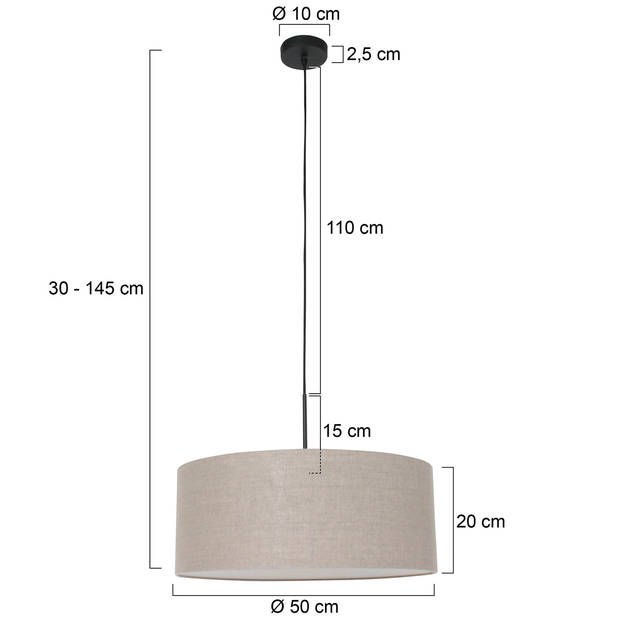 Steinhauer Hanglamp Sparkled light 8155 zwart grijs linnen kap