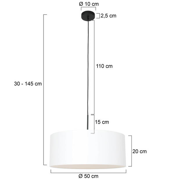 Steinhauer Hanglamp Sparkled light 8151zw zwart witte kap