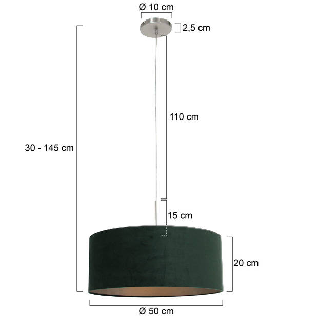Steinhauer Hanglamp Sparkled light 8148st staal groen velours kap goud