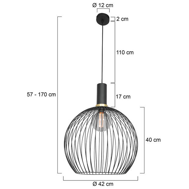 Mexlite Hanglamp mexlite aureole 3068zw zwart