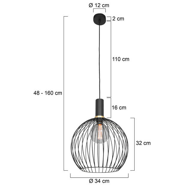 Mexlite Hanglamp mexlite aureole 3067zw zwart