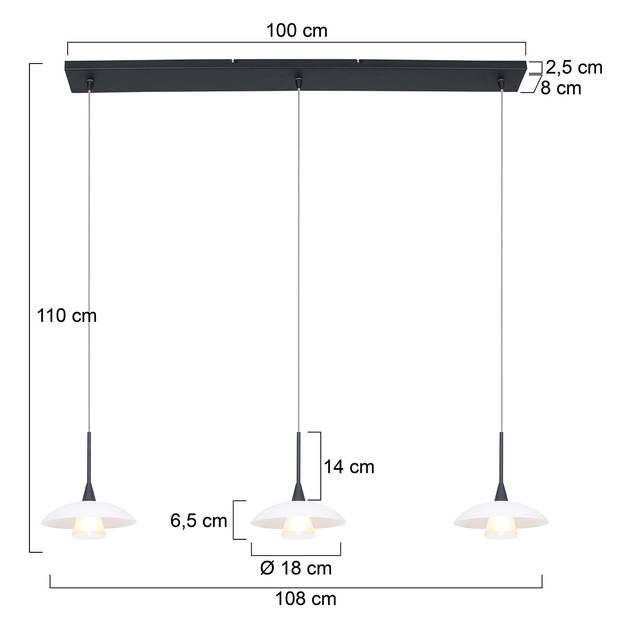 Steinhauer Hanglamp tallerken LED 2654zw zwart