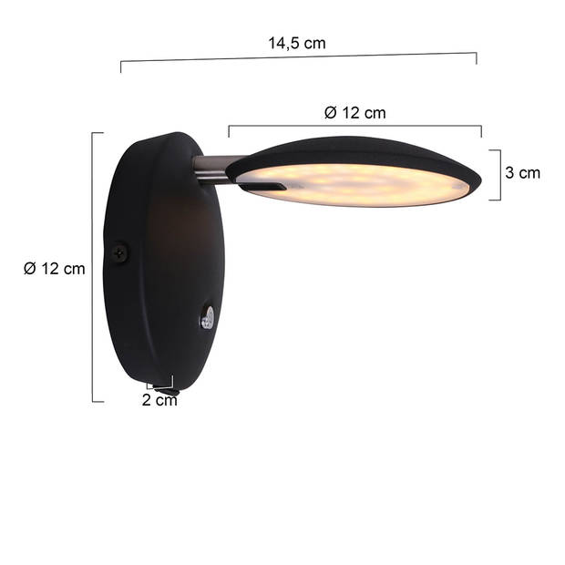 Steinhauer Wandlamp zenith LED 1442zw zwart