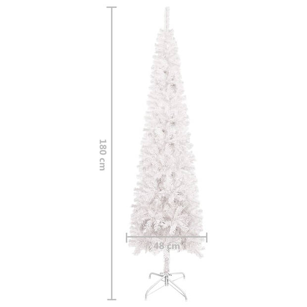 The Living Store Kerstboom - Smalle 180 cm PVC boom - Wit - Met verstelbare takken - Incl - stalen standaard - 368