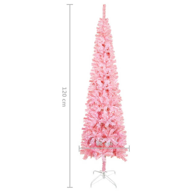 The Living Store Roze PVC Kerstboom - 120 cm - Levensechte vorm - Stabiele standaard - Herbruikbaar - Inclusief 1x