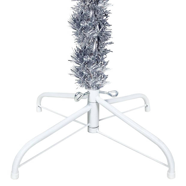 The Living Store Kerstboom Zilver PVC 180 cm - Verstelbare takken - Stalen standaard - 368 uiteinden