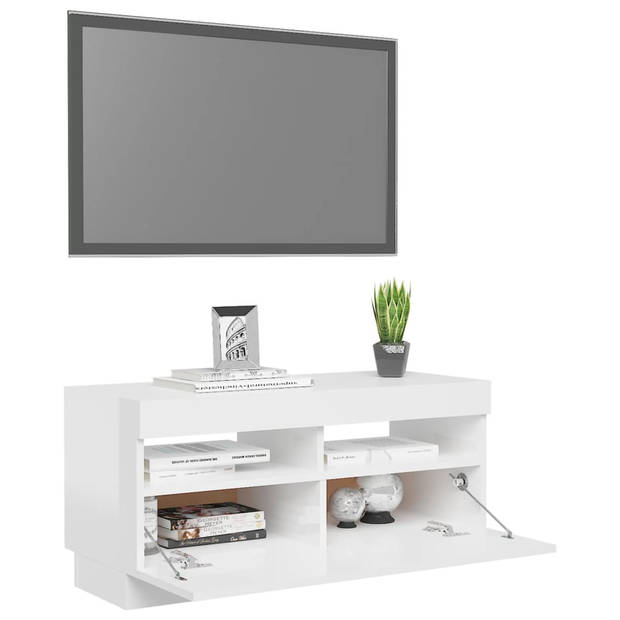vidaXL Tv-meubel met LED-verlichting 80x35x40 cm hoogglans wit