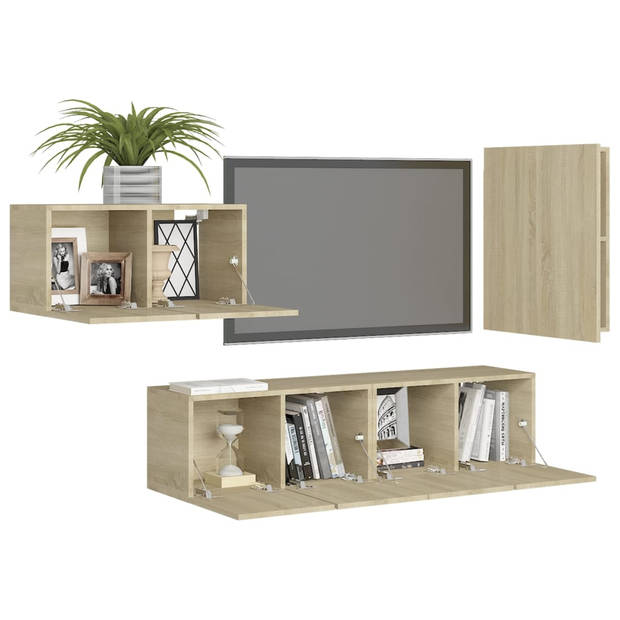 The Living Store Televisiemeubelset Meubel - 30.5 x 30 x 60 cm en 60 x 30 x 30 cm - Sonoma eiken