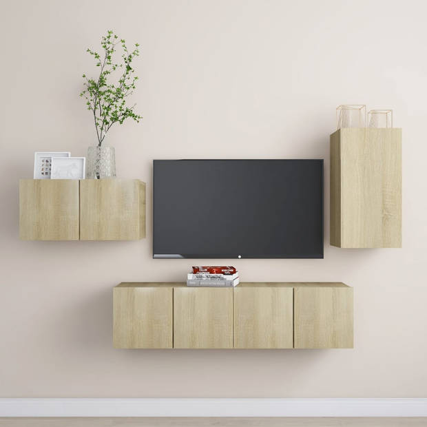 The Living Store Televisiemeubelset Meubel - 30.5 x 30 x 60 cm en 60 x 30 x 30 cm - Sonoma eiken