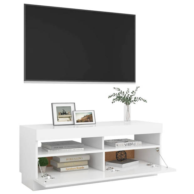 vidaXL Tv-meubel met LED-verlichting 100x35x40 cm wit