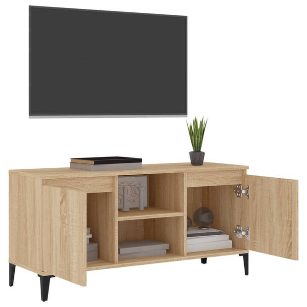 vidaXL Tv-meubel met metalen poten 103,5x35x50 cm sonoma eikenkleurig