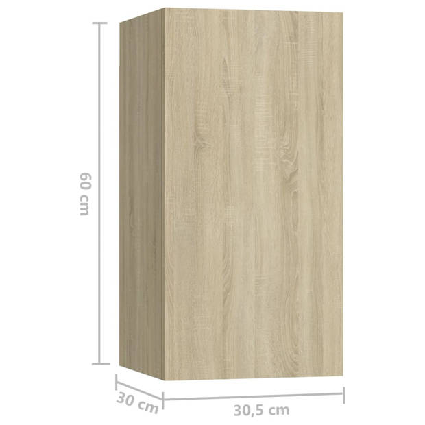 The Living Store Stereokasten TV Meubelset - Sonoma Eiken - 2x 30.5x30x30cm - 2x 30.5x30x60cm - 4x 60x30x30cm