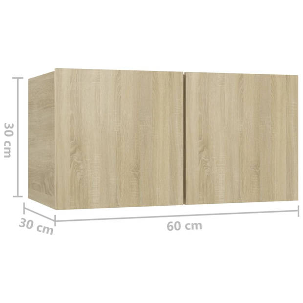 The Living Store Hangende TV-meubelset - Spaanplaat - Sonoma eiken - TV-kasten - 30.5 x 30 x 30 cm/60 x 30 x 30 cm/30.5