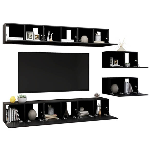 The Living Store Hangende tv-kastenset - spaanplaat - 60x30x30 cm - zwart