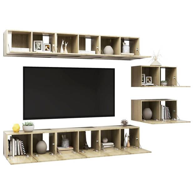 The Living Store Hangende TV-Kasten - TV-Meubel Set - Sonoma Eiken - 60 x 30 x 30 cm - Spaanplaat