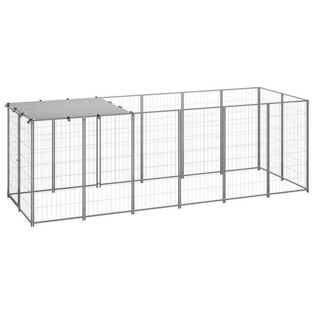 vidaXL Hondenkennel 330x110x110 cm staal zilverkleurig