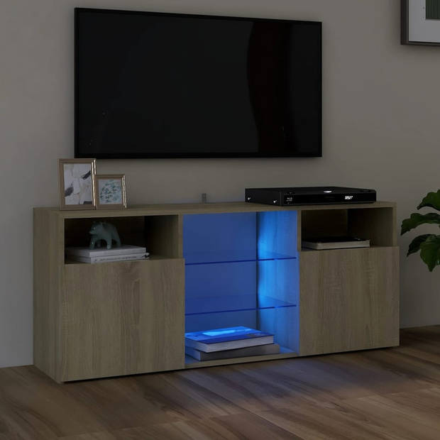 The Living Store TV-meubel s - TV-meubels - 120 x 30 x 50 cm - RGB LED-verlichting - Sonoma eiken