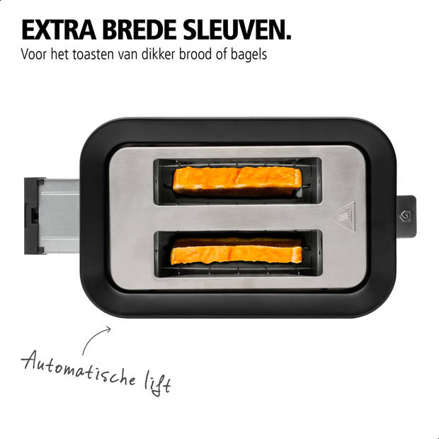 Brabantia D2-2RD Broodrooster - Extra brede sleuven - 7 roosterstanden - RVS - Rood